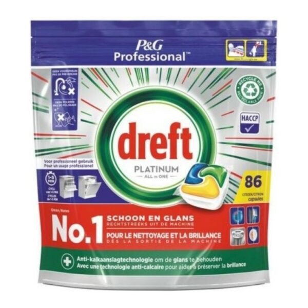 Dreft Pastilles pour Lave-vaisselle All in One Platinum Citron - 86 pièces